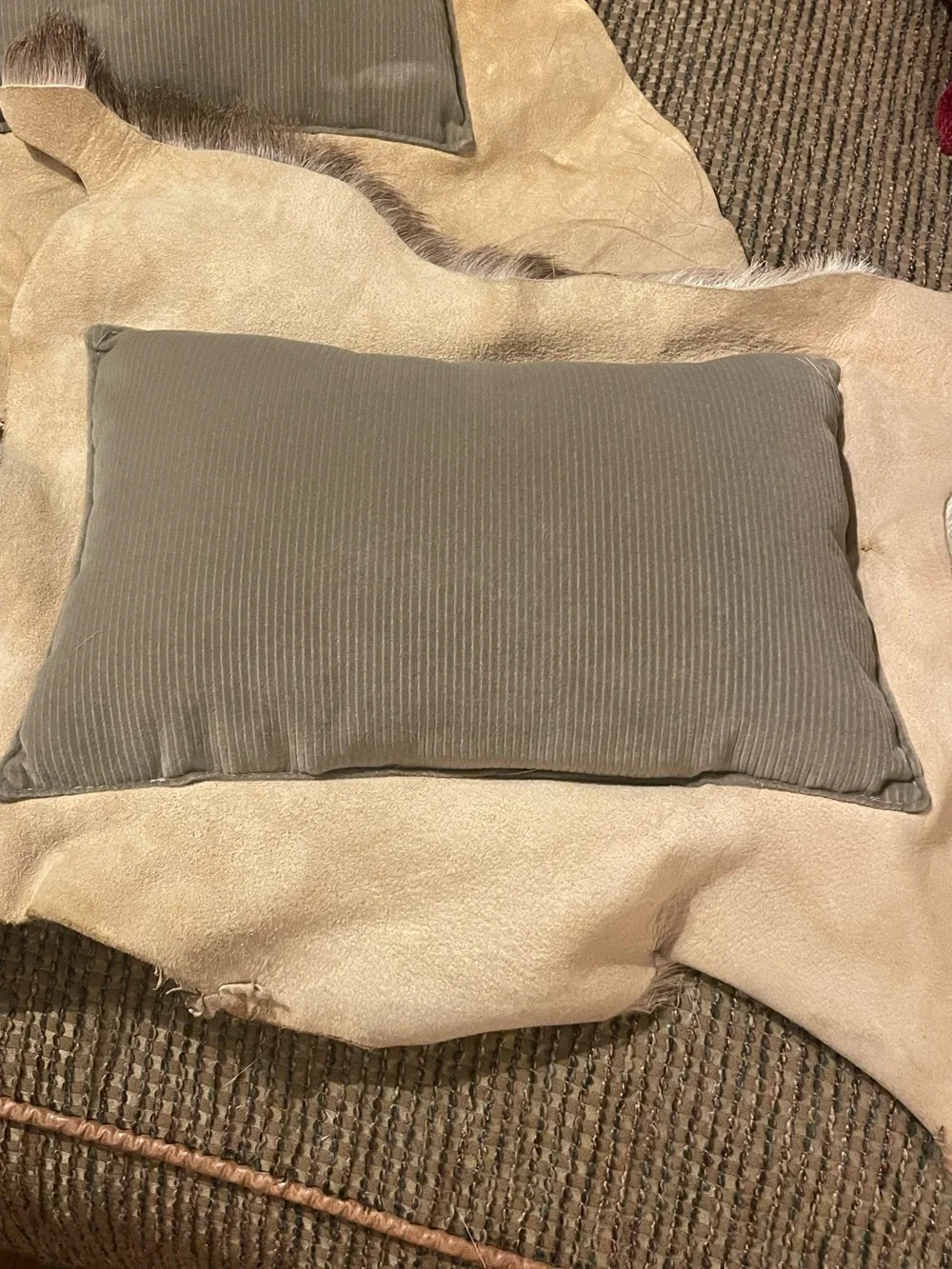 2 Authentic Deer Skin Pillows. True soft hide on underside of pillows.